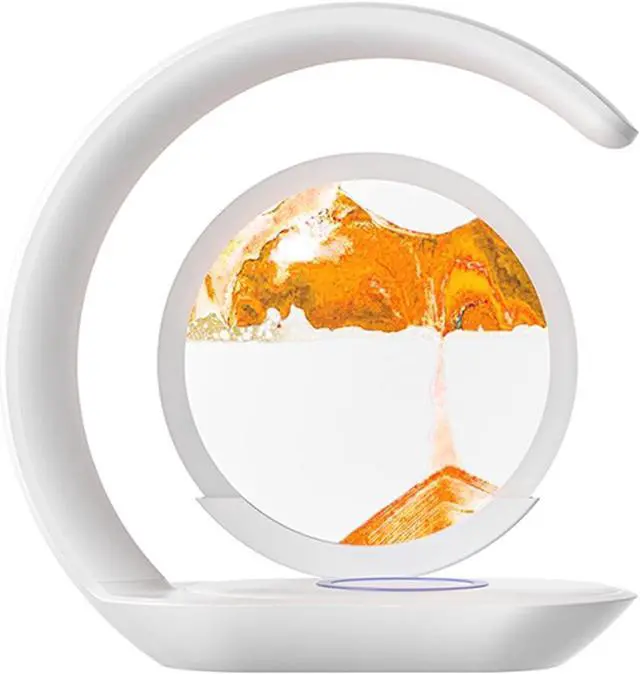 Alt view image 2 of 7 - Lumaflow Sandscape Charger, Wireless Charging Atmosphere Desk Lamp, Moving Sand Picture Sandscape Lamp, Liqud Motion Round Glass 3D Deep Sea Landscape (Orange)