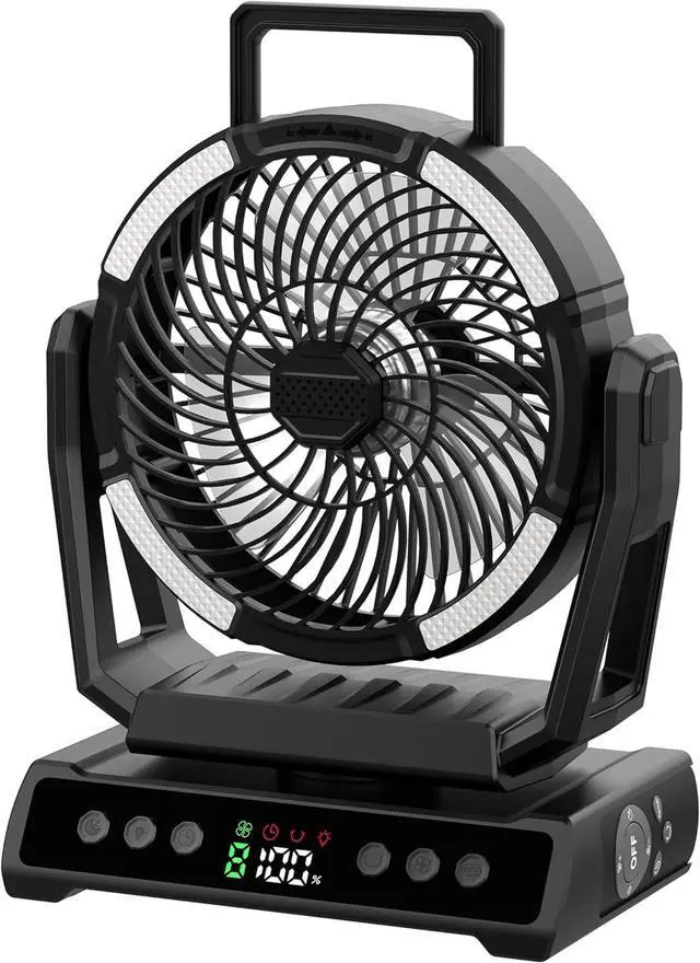 Alt view image 2 of 6 - Outdoor fan, multi-function, three-speed lighting brightness adjustment, nine-speed wind speed adjustment, 20W fast charge, small size display, remote control within 5 meters.m01