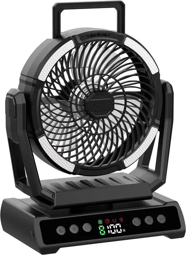 Alt view image 5 of 6 - Outdoor fan, multi-function, three-speed lighting brightness adjustment, nine-speed wind speed adjustment, 20W fast charge, small size display, remote control within 5 meters.m01