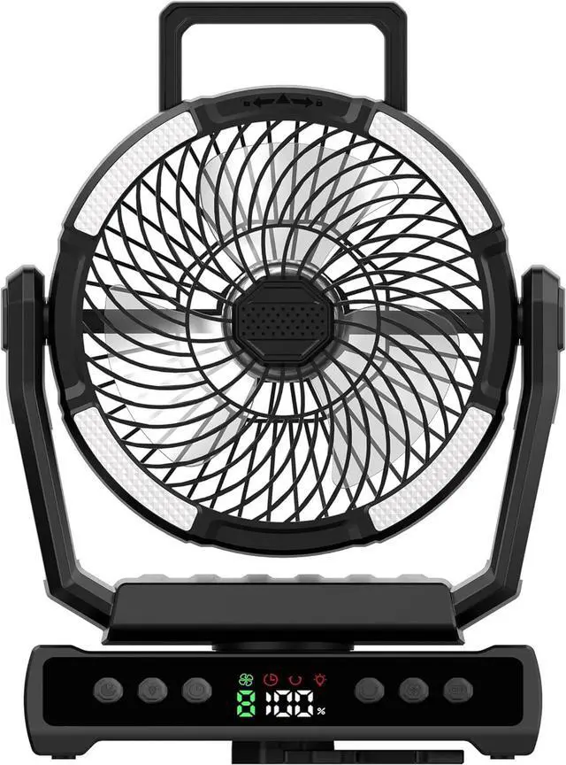 Alt view image 6 of 6 - Outdoor fan, multi-function, three-speed lighting brightness adjustment, nine-speed wind speed adjustment, 20W fast charge, small size display, remote control within 5 meters.m01