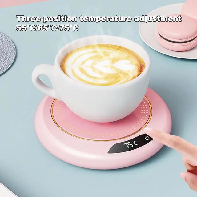 Alt view image 2 of 7 - Mug Warmer,Coffee Warmer for Desk Auto Shut Off,Electric Coffee Cup Warmer with 3-Temp Settings,Smart Coffee Warmer for Desk Keep Coffee, Beverage, Hot Chocolate Warm (Pink)