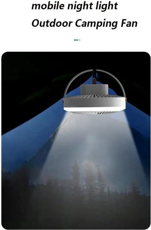 Alt view image 3 of 6 - Creative Small Ceiling Fan, LED Lighting Assist, Portable Outdoor Indoor Hanging Fan Desktop Night Light Mini Multifunctional Small Fan (Color : Green)