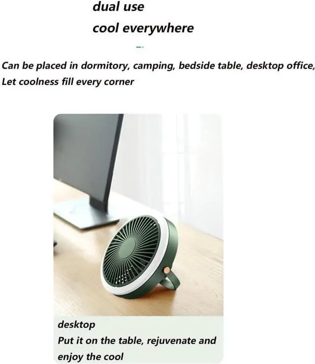 Alt view image 4 of 6 - Creative Small Ceiling Fan, LED Lighting Assist, Portable Outdoor Indoor Hanging Fan Desktop Night Light Mini Multifunctional Small Fan (Color : Green)