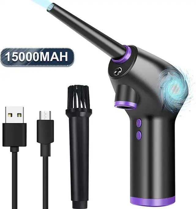 Alt view image 2 of 7 - Leaf Blower Garden Vacuum Cordless Rechargeable Mini Air Duster Cleaner, 2 Speeds Electric Air Blower Cordless, 6000mAh Battery Powerful 45000 RPM, USB-C Fast Charging for Computer,Laptop,Tower Fans,