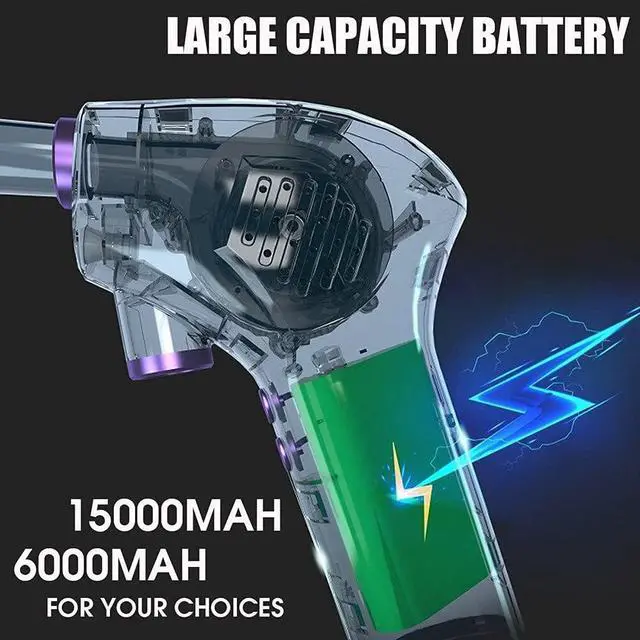 Alt view image 5 of 7 - Leaf Blower Garden Vacuum Cordless Rechargeable Mini Air Duster Cleaner, 2 Speeds Electric Air Blower Cordless, 6000mAh Battery Powerful 45000 RPM, USB-C Fast Charging for Computer,Laptop,Tower Fans,