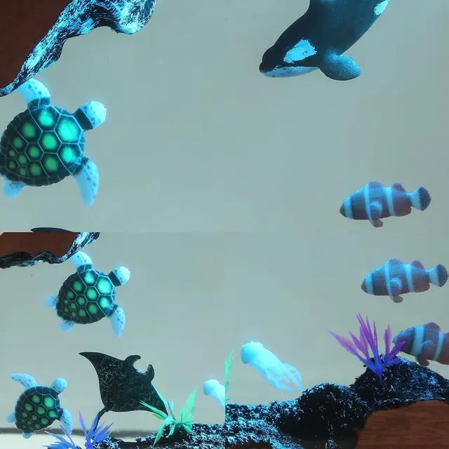 Alt view image 2 of 6 - Ocean Night Light with Romote, Epoxy Resin Shark Turtle Lamp, Handmade Home Decor Bedside Nightlight, Nightstand Decorations for Bedroom, Unique Gift for Father's Day, Christmas (M)