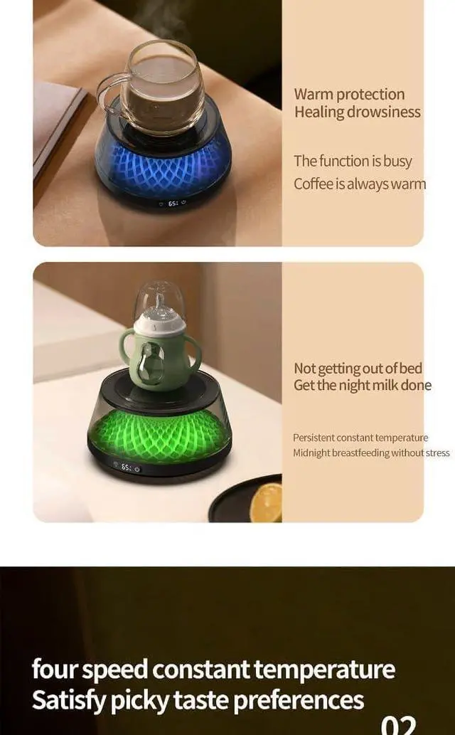 Alt view image 5 of 7 - Quick Heating Coffee Cup Heater 4 Speed Temperature Setting Heater (White 02)