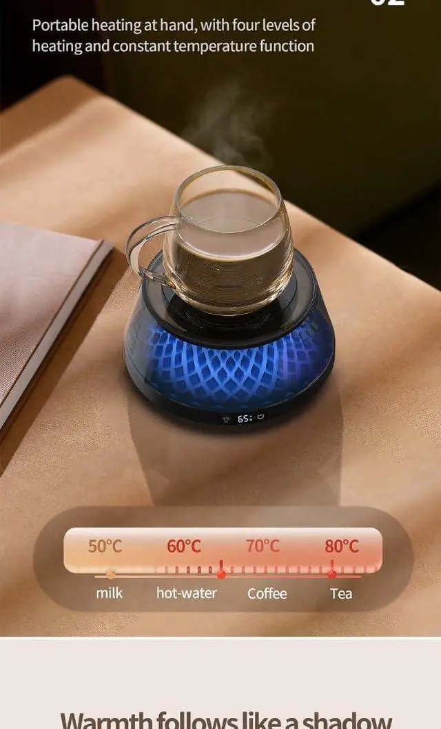 Alt view image 6 of 7 - Quick Heating Coffee Cup Heater 4 Speed Temperature Setting Heater (White 02)
