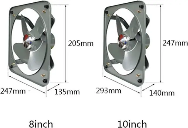 Alt view image 2 of 7 - Ventilation Fan 8/10 inch Industrial Ventilation Fan, High Speed Powerful Ventilation Extractor, Metal Low Noise Commercial Air Extractor Fan ventilating Fan(Color:EU,Size:8inch)