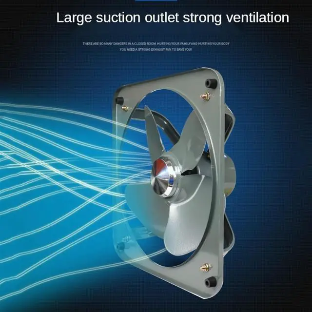 Alt view image 3 of 7 - Ventilation Fan 8/10 inch Industrial Ventilation Fan, High Speed Powerful Ventilation Extractor, Metal Low Noise Commercial Air Extractor Fan ventilating Fan(Color:EU,Size:8inch)