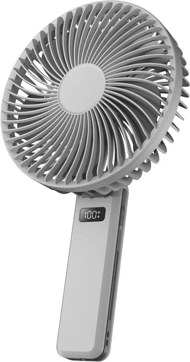 Main image of Hand-held Big Head Fan Household Outdoor Desktop Small Fan Portable Folding 4000ma Long Endurance 4 Speed Small Fan(Gray)