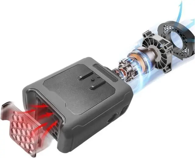 Alt view image 4 of 4 - 10000mAh Portable Outdoor Waist Fan Hanging Neck Strong Wind With Power Bank Lighting Sports Outdoor Working(DARK GRAY)