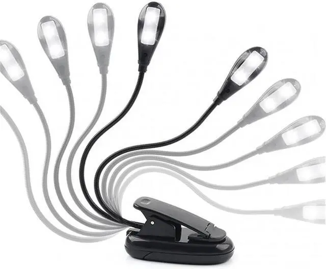 Alt view image 2 of 5 - Small Black Table lamp Flexible 2 Dual Arms Clip On 4 LED Light Lamp for Book Reading Tablet Lamp Drop Shipping