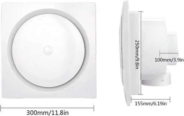 Alt view image 3 of 6 - Ventilation Fan Ceiling Type Ventilation Fan 30×30CM Household Powerful Silent Ventilation Fan Recessed Ceiling Exhaust Fan, 30W, 35dB, White/Silver ventilating Fan(Color:Silver,Size:10 inch)