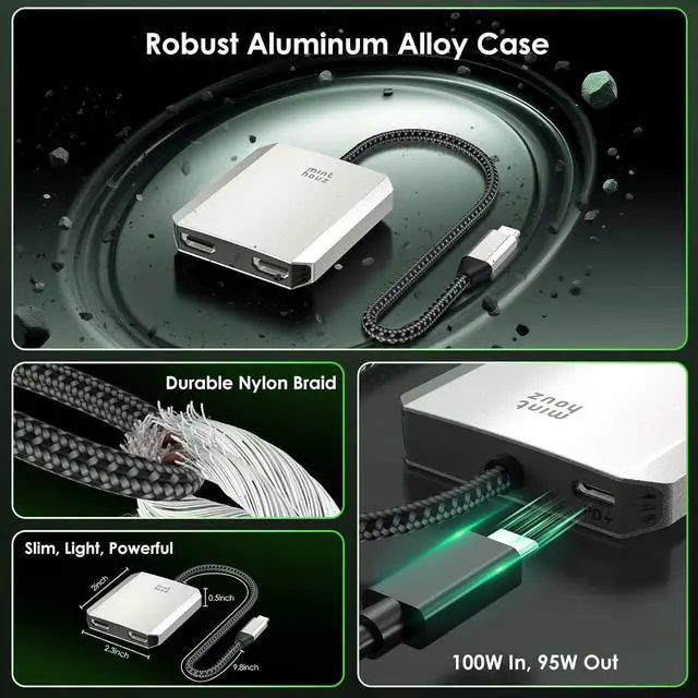 Alt view image 7 of 7 - USB C to Dual HDMI Adapter USB c hub Dual 4K@60Hz Dual HDMI Output + 100W PD Power Delivery for MacBook Pro  HP Surface LG (MST is not Supported on MacOS)