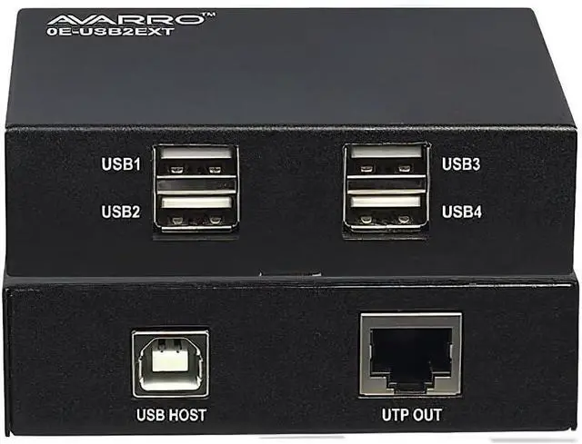 Alt view image 4 of 5 - Avarro 0E-USB2EXT USB Extender; 4X 2.0 USB Ports; Supports Up to 2 USB Powered Connections at 500mA each; Supports up to 2 USB Powered Connections at 500mA each; Supports all Major Operating Systems