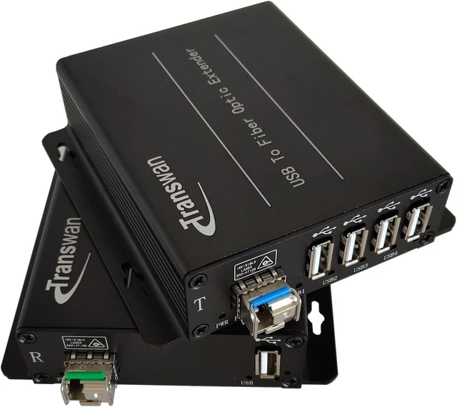 Main image of USB 2.0 hub Over Fiber Extender to Max 5 Km Over 1 Core Single-Mode Fiber, Compatible with USB 1.1, w/SFP Module, Supports Oscilloscope Devices etc
