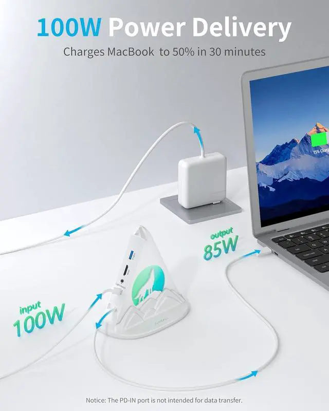 Alt view image 5 of 7 - USB C Hub, 8 in 1 USB C Hub Multiport Adapter with 4K HDMI, PD 100W, 5Gbps Type C 3.0, 3xUSB A 3.0, SD/TF Card Reader& RGB Lighting, White Docking Station for MacBook Air/Pro, HP, Laptop, PC(Wolf)