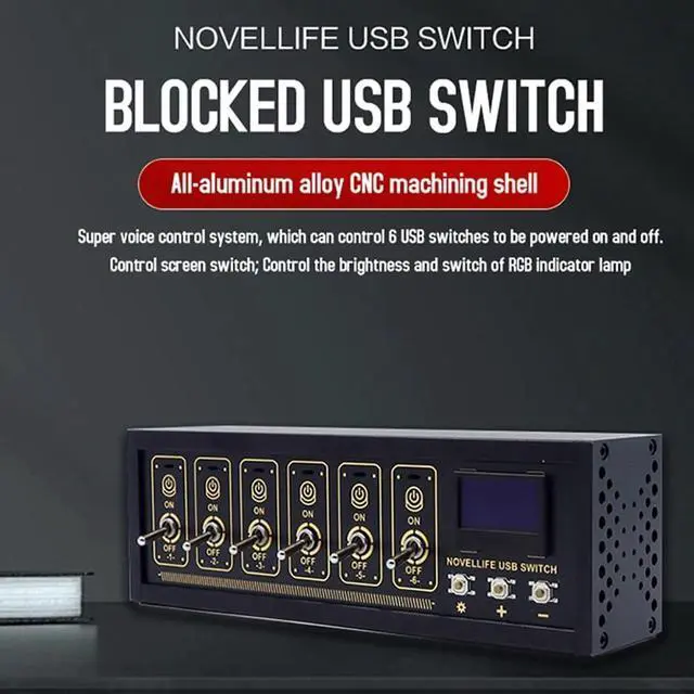 Alt view image 2 of 7 - Desk Ornaments Modular USB Hub with Voice Control Independent Switching OLED Display Customizable Light Data Transfer Functions, Gifts for Women Men Adults Friends