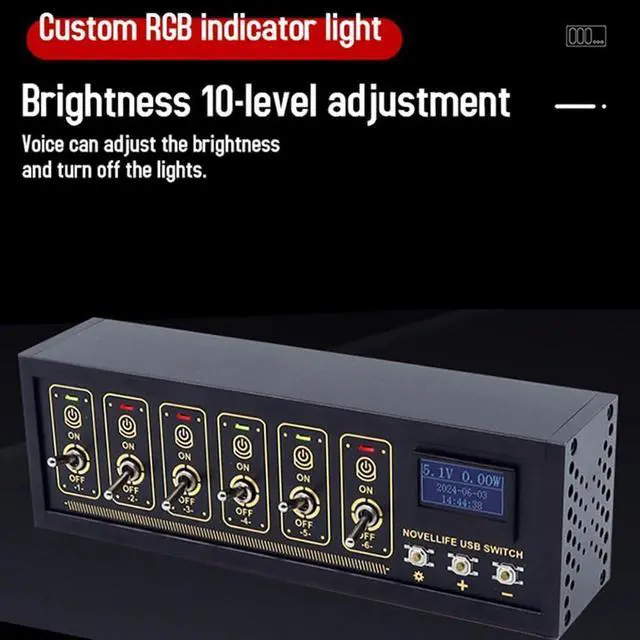 Alt view image 3 of 7 - Desk Ornaments Modular USB Hub with Voice Control Independent Switching OLED Display Customizable Light Data Transfer Functions, Gifts for Women Men Adults Friends