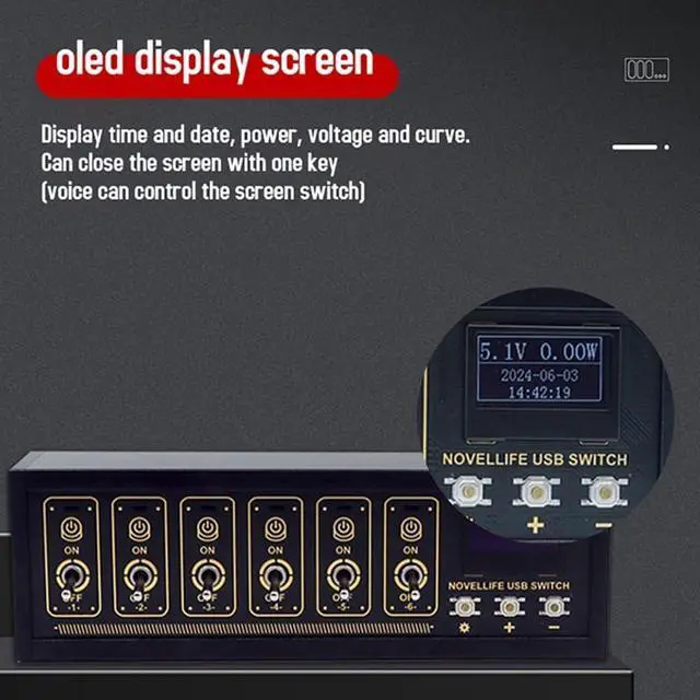 Alt view image 4 of 7 - Desk Ornaments Modular USB Hub with Voice Control Independent Switching OLED Display Customizable Light Data Transfer Functions, Gifts for Women Men Adults Friends
