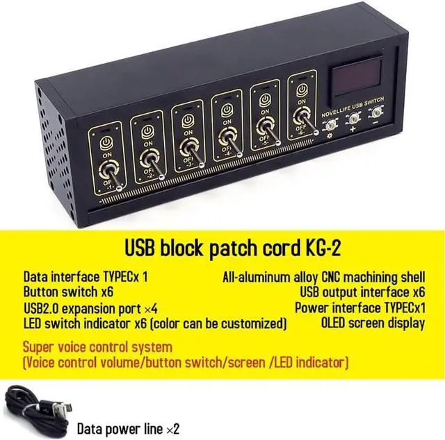 Alt view image 7 of 7 - Desk Ornaments Modular USB Hub with Voice Control Independent Switching OLED Display Customizable Light Data Transfer Functions, Gifts for Women Men Adults Friends