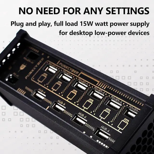 Alt view image 2 of 7 - 6 Port USB Docking Station, 6 Ports USB C Splitter, 9 USB Convenient Input Ports, Data Transmission, with Independent Control Button, Data Transmission, for Home/Office/Travel