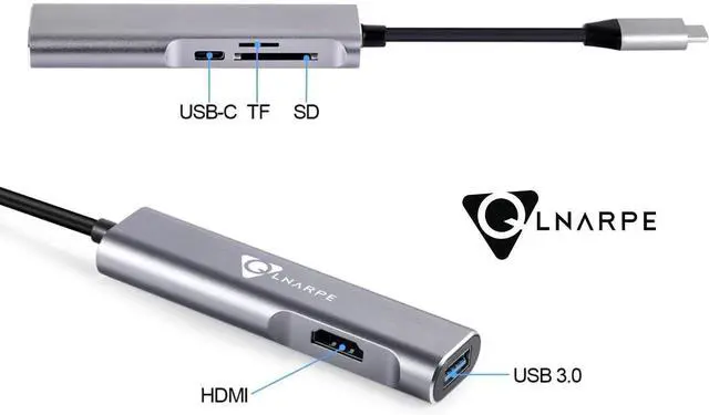 Alt view image 2 of 4 - 5 in 1 USB hubs USB C HUB with USB 3.0, HDMI, SD/Micro SD Cards Reader USB Type C PD Charging Adapter
