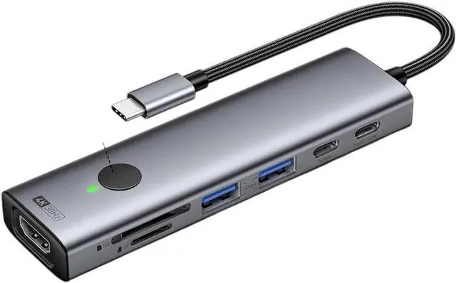 Main image of USB C HUB 4K 7-in-1 Type C to HDMI PD 100W SD&TF USB 3.0 5Gbps Multiport Adaptier Compatible with MaicB00k Laptop lpajd Phone Splitter