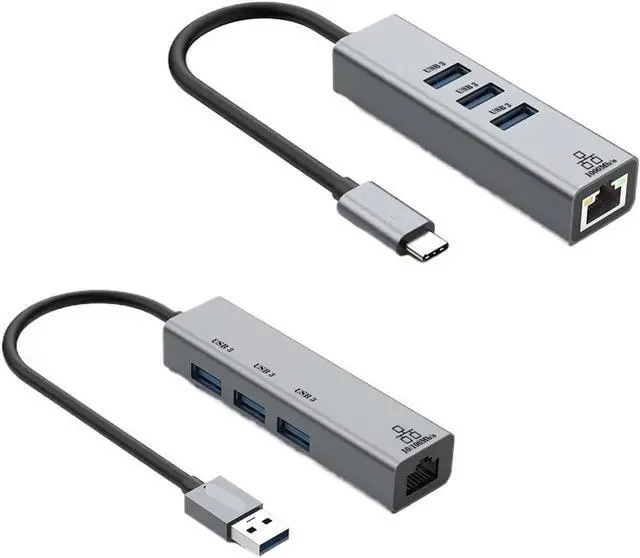 Alt view image 2 of 2 - Docking Station Type C to RJ45 1000Mbps Ethernet Adapter Network Card 100W Dock Extension(USB C 100M USB3-3-F)