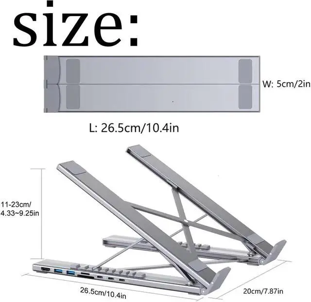 Alt view image 7 of 7 - 8-in-1 USB-C Laptop Stand, USB C Laptop Docking Station Stand with 4k HDMI, 100w PD, USB 3.0, SD/TF, Ergonomic Elevation with 8 Essential Ports (White)