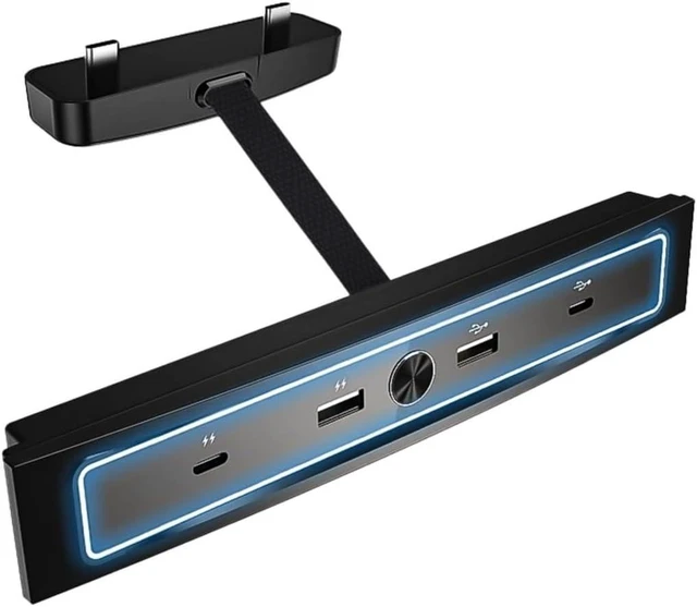 Alt view image 3 of 7 - 4-Port USB Hub for Model 3/Y (2021-2023), Led-Backlit Docking Station, Center Console Adapter for Charging and Data