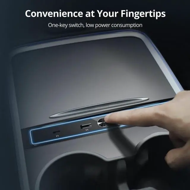 Alt view image 6 of 7 - Tesla Model 3/Y USB Hub (2021-2023), 4-Port Dock with Led Light for Center Console Charging and Data Transfer