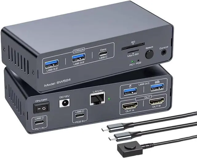 Alt view image 5 of 7 - USB C KVM Docking Station with 4K60hz HDR10 Display USB 3.2 10Gbps Data Transfer Gigabit Ethernet for Multiple Devices