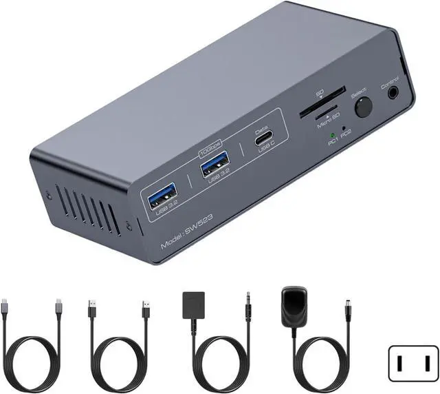 Main image of Metal Double Monitor Switcher Dock Supports 4K120Hz Video Two DP1.4 and Seamlessly Device Sharing