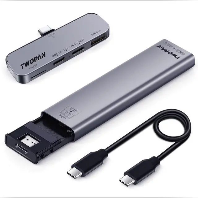 Main image of USB C iPhone Hub with Aluminum M.2 NVMe SATA SSD Enclosure for ProRes 4K Video Recording