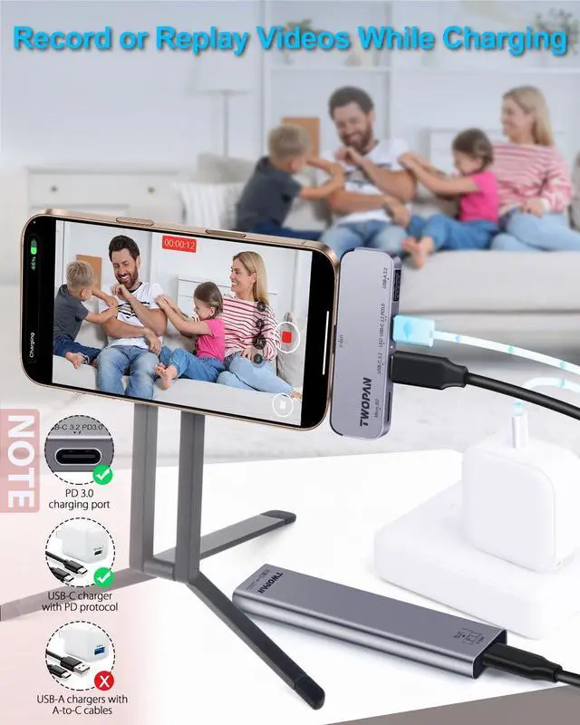 Alt view image 2 of 5 - USB C iPhone Hub with Aluminum M.2 NVMe SATA SSD Enclosure for ProRes 4K Video Recording