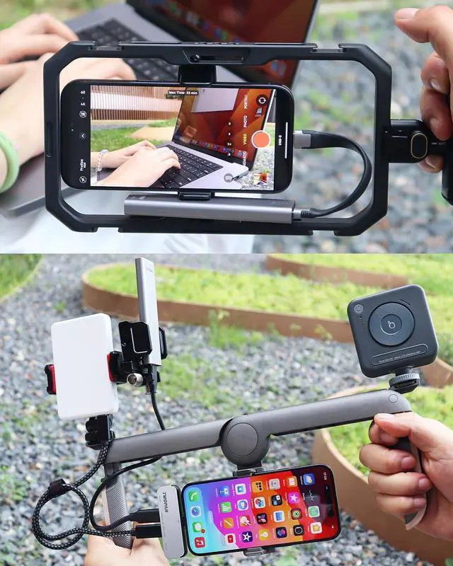 Alt view image 5 of 5 - USB C iPhone Hub with Aluminum M.2 NVMe SATA SSD Enclosure for ProRes 4K Video Recording