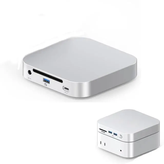 Main image of for mini M4 Hub Stand, 40 Gbps Aluminum Stand Dock for mini M4 with Dual M.2 Ssd Slots, 10Gbps USB A Ports, MacMini USB C Hub Accessories, 3 USB A 2.0 (US Plug)