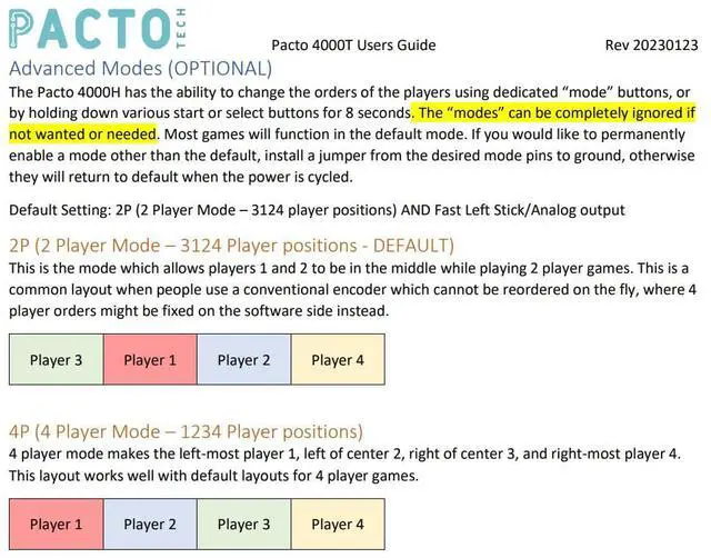 Alt view image 7 of 7 - Pacto Tech 4000T - 4 Player Arcade Encoder for PC (Xinput Protocol)