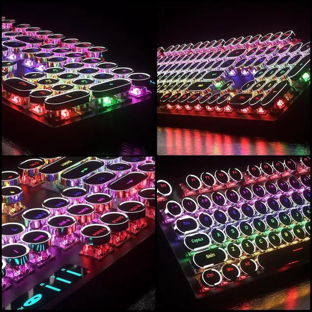 Alt view image 6 of 7 - Retro Typewriter Keyboard and Mouse Combo, Cute Black Keyboard with Linear Red Switches, Full Size Wired Mechanical Gaming Keyboard, Cool Light Up Keyboard and Mouse for Gaming,Work,Mac,PC,Windows