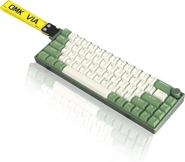 Main image of KG18 Wired Mechanical Keyboard - Beige Green, Aluminum Alloy Base, RGB Backlight, Support Key Macro Definition QMK/VIA, hot-swappable Gasket Structure, Metal knob