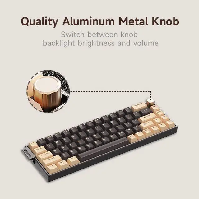 Alt view image 4 of 7 - KG18 Wired Mechanical Keyboard - Beige Green, Aluminum Alloy Base, RGB Backlight, Support Key Macro Definition QMK/VIA, hot-swappable Gasket Structure, Metal knob