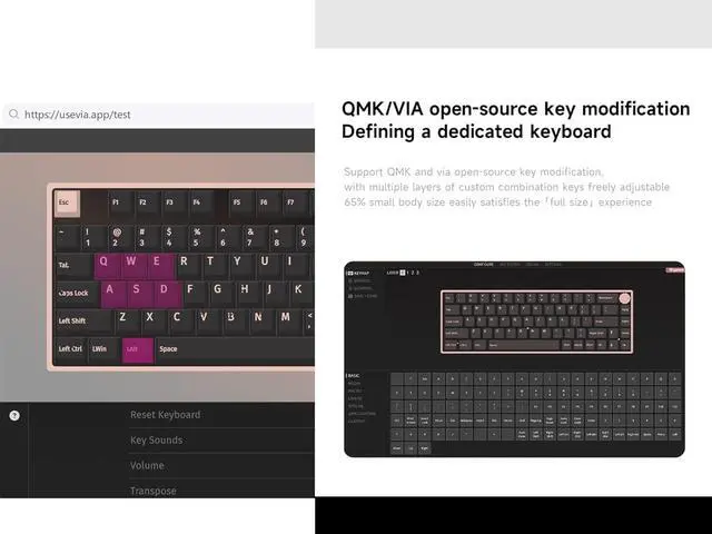 Alt view image 5 of 7 - KG18 Wired Mechanical Keyboard - Beige Green, Aluminum Alloy Base, RGB Backlight, Support Key Macro Definition QMK/VIA, hot-swappable Gasket Structure, Metal knob