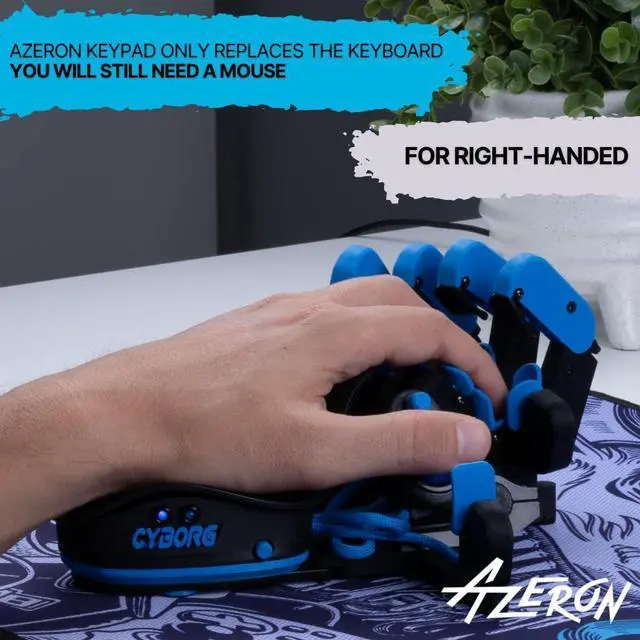 Alt view image 2 of 6 - AZERON Cyborg Gaming Keypad  Programmable One Handed Keyboard for PC Gaming  with Analog Thumbstick and 29 Programmable Keys  3D Printed Keypad  for Righties (Blue)