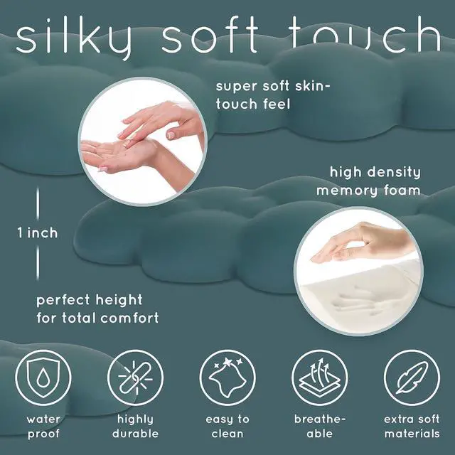 Alt view image 7 of 7 - Qloud Cloud Wrist Rest Set - White and Teal Cute Desk Accessories Pack - Keyboard Wrist Rest Bundle - Keyboard Pad Wrist Rest for Computer Keyboard Pair - White and Teal Office Desk Accessories