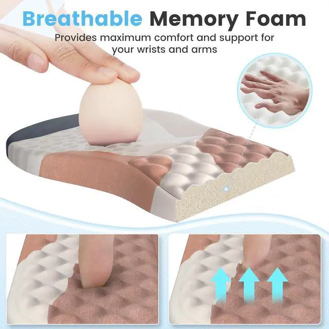 Alt view image 5 of 7 - HAOCOO Desk Mat, Ergonomic Mouse Pad Wrist Support and Keyboard Wrist Rest, 4 PCS Computer Mouse Pads for Desk with Coaster Set, Memory Foam Mousepad with Non-Slip PU Base for Home Office, Boho