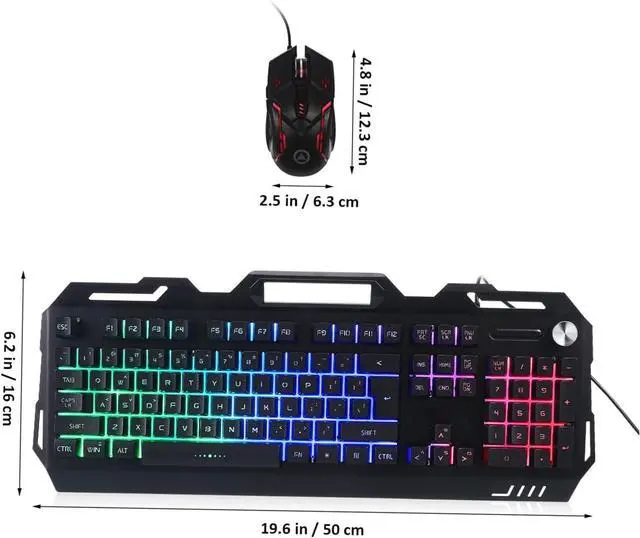 Alt view image 2 of 6 - Mikinona Mechanical Gaming Keyboard and Mouse Wired Metal Construction Spill-Resistant Fast Response Ergonomic Design for Laptop Office and Gaming Use