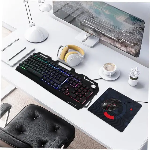 Alt view image 4 of 6 - Mikinona Mechanical Gaming Keyboard and Mouse Wired Metal Construction Spill-Resistant Fast Response Ergonomic Design for Laptop Office and Gaming Use