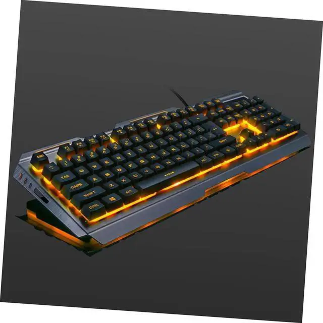 Alt view image 3 of 7 - ARTIBETTER Ergonomic Gaming Keyboard Mouse Set Yellow Led Backlight Mechanical Keyboard Tungsten Golden Design